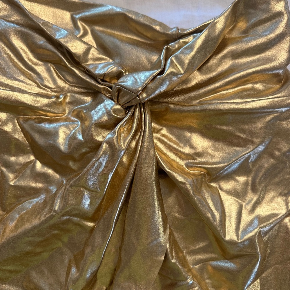 SKIMS Metallic Gold Swim Sarong Mini Skirt - Picture 3 of 5